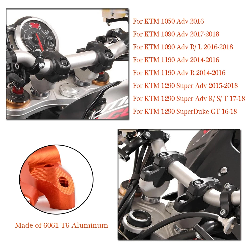 For KTM 1050 1090 1190 1290 ADV Adventure Super R/S/T Super Duke GT SMC Motor Handlebar Riser Up Back Move 28mm Adapter Raiser