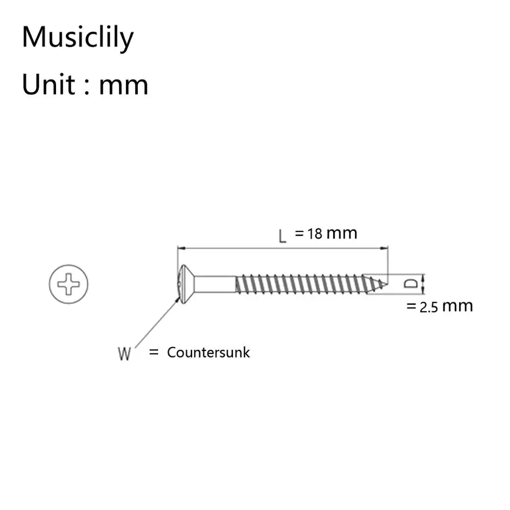 Musiclily Pro 2.5x18mm Guitar Countersunk Humbucker Pickup Ring Mounting Screws for Gibson Les Paul SG, Gold (Set of 20)