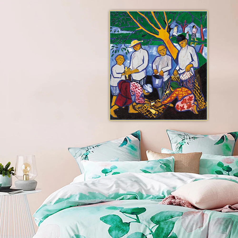 Citon Natalia Goncharova《Fishing (fishers)》Canvas Oil Painting Artwork Poster Decorative Picture Wall Decor Home Decoration