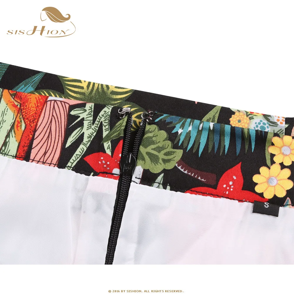 SISHION Dropshipping Floral Toucan Print Mini Rock SS0008 Baumwolle Vintage Schlank Retro Sexy Röcke Frauen Damen Frauen Rock Y2K – Detail 13