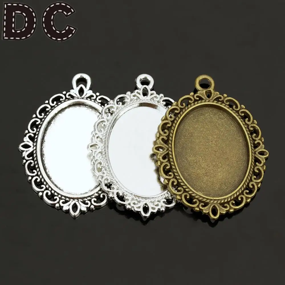 

5/10Pcs Vintage Oval Cabochon Bases 13X18/18x25/30x40mm Blank Bezel Pendant Tary Fit Diy Necklace Jewelry Making Fitting Supply