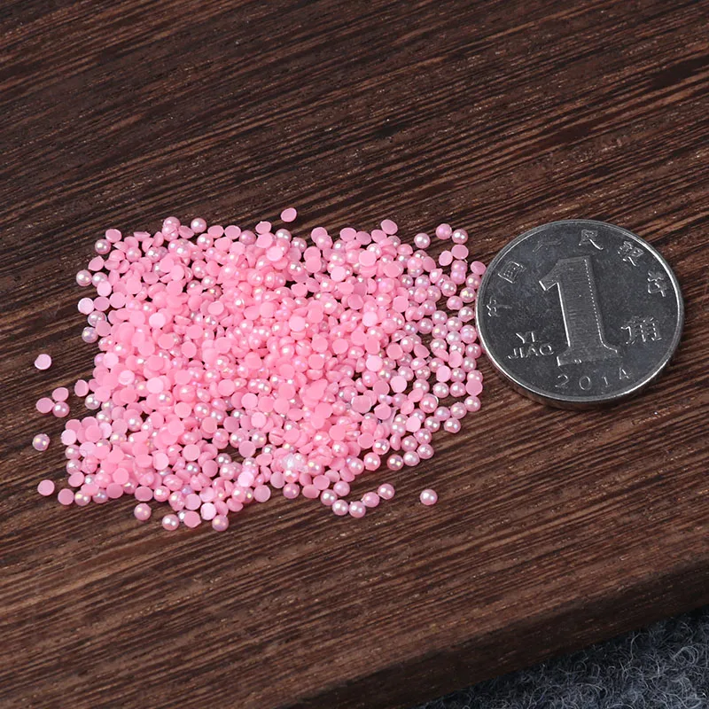 AB Rosa Hälfte Perle Gemischte Größe von 1,5mm Bis 10mm Handwerk ABS-Harz Flatback Halbe runde imitation perlen für Nagel DIY Telefon Decro