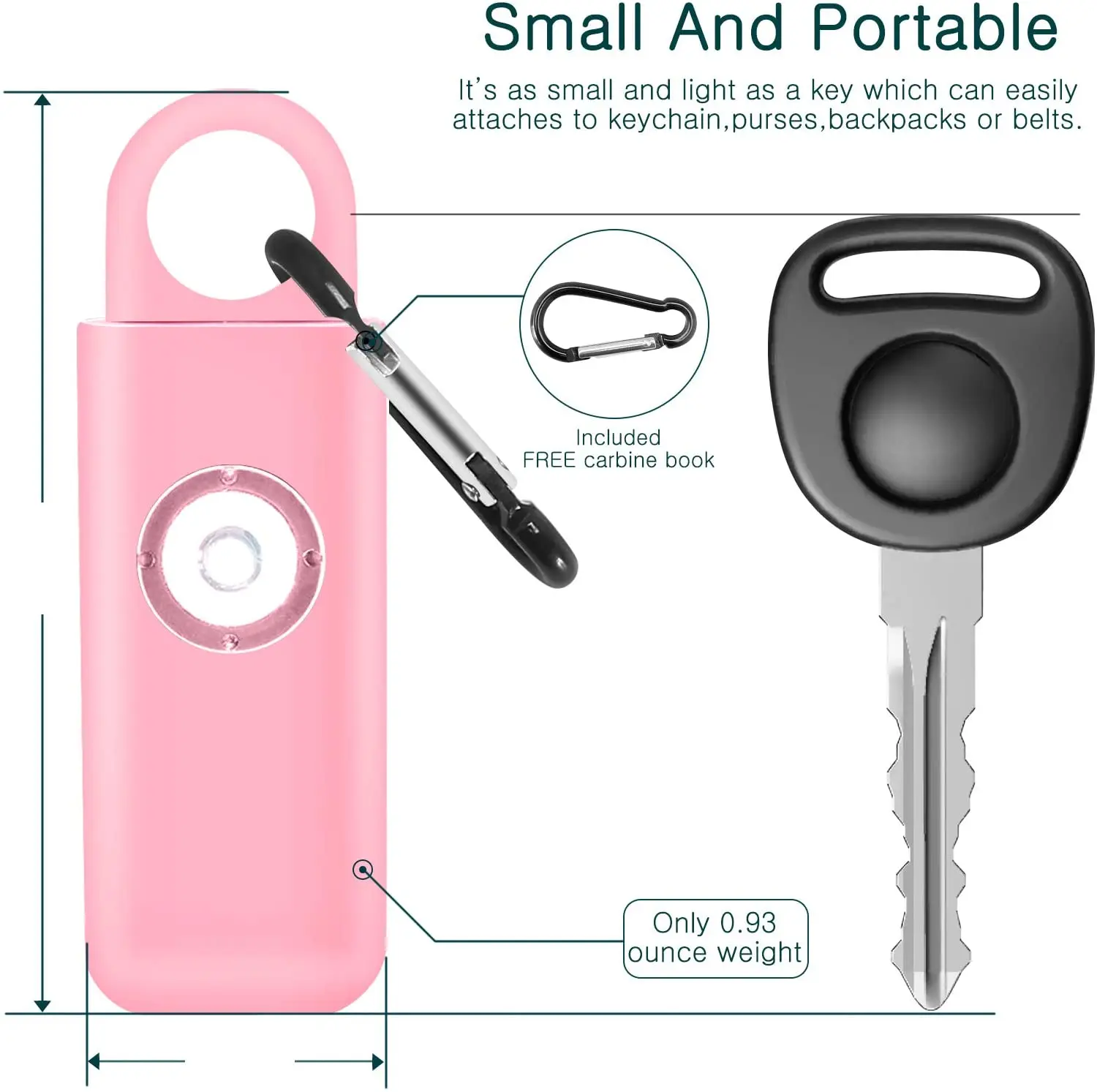 Personal Safety Scream Loud Chaveiro, Alarme de autodefesa, Security Protect Alert, Alarme de emergência para mulheres, crianças, menina, 130Db