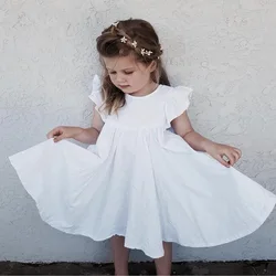 Baby Girl Dress Lovely Summer Infant Baby Girl Cotton Linen Ruffle Skirt Sundress Outfits Clothes Set Kids Princess Dresses 2-6T