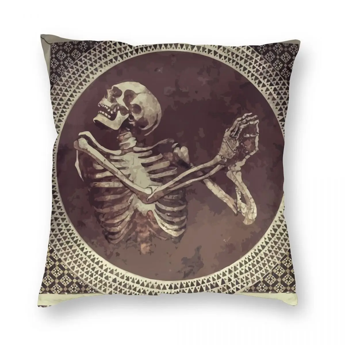 Hannibal Dancing Skull Skeleton Mosaic Square Pillowcase Polyester Linen Velvet Zip Decor Pillow Case Home Cushion Cover