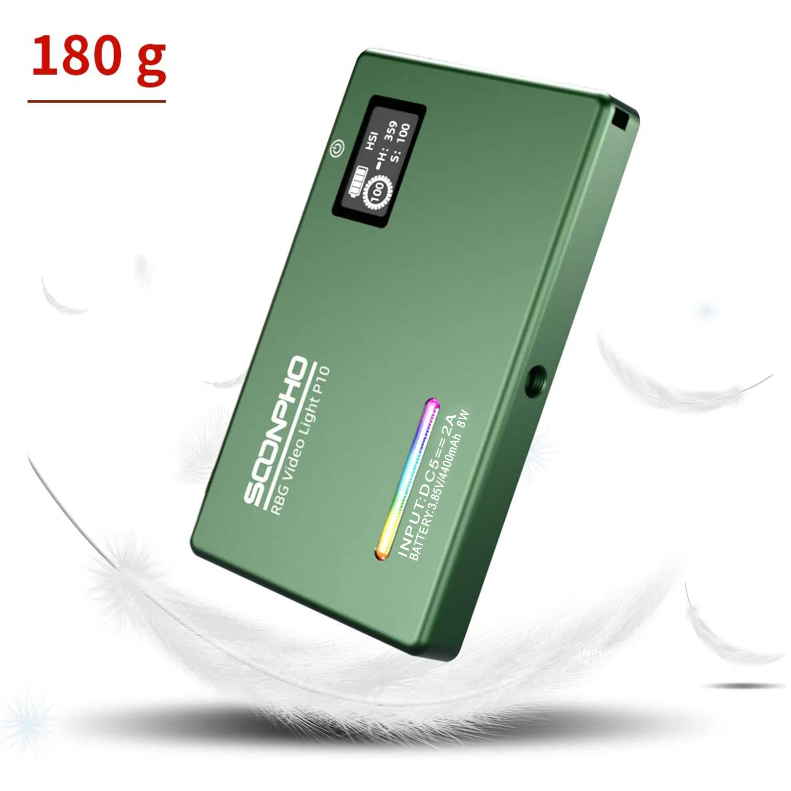 SOONPHO P10 RGB LED ضوء الفيديو 2500K-8500K معدن صغير كامل اللون ملء ضوء مصباح المدمج في بطارية للهاتف كاميرا اطلاق النار