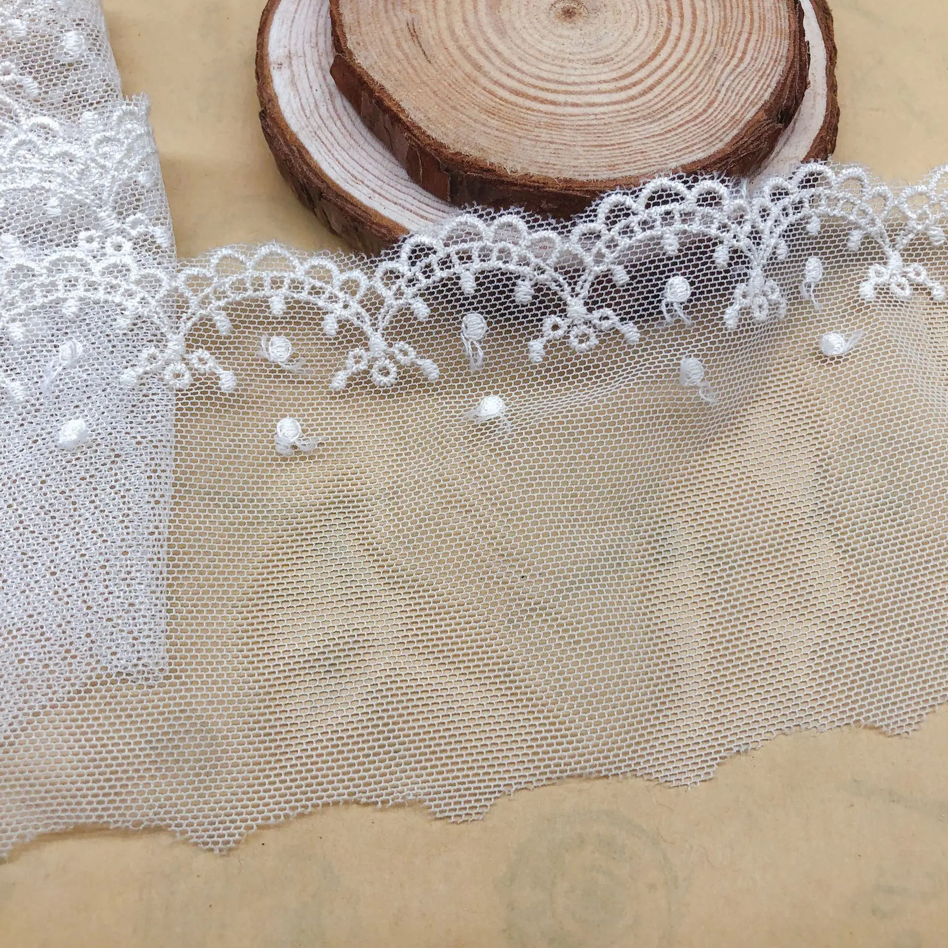 3YardLuxuryEmbroidery Fabrics Bride Wedding Dress lace Curtain Accessories Polyester Lace Trim DIY Craft Accessories Ivory White