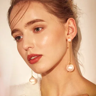Big Simulated Pearl Long pearl  clip on earrings Without Piercing for Women Wedding Party Ear Clips Gift