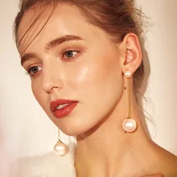 Big Simulated Pearl Long pearl clip on earrings Without Piercing for Women Wedding Party Ear Clips Gift