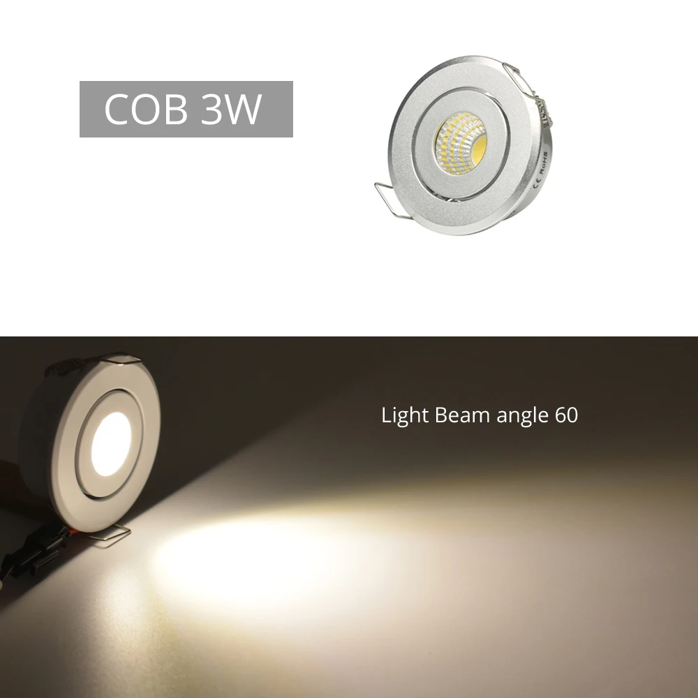 10 sztuk Mini 1W 3W srebrny aluminium Spot LED typu Downlight Receesed sufitu światła mały rozmiar Cut 40-45mm