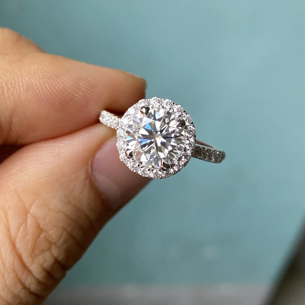 

Custom size reall gold ring 10K 14K 18K White Gold moissanite Engagement Wedding diamond Ring