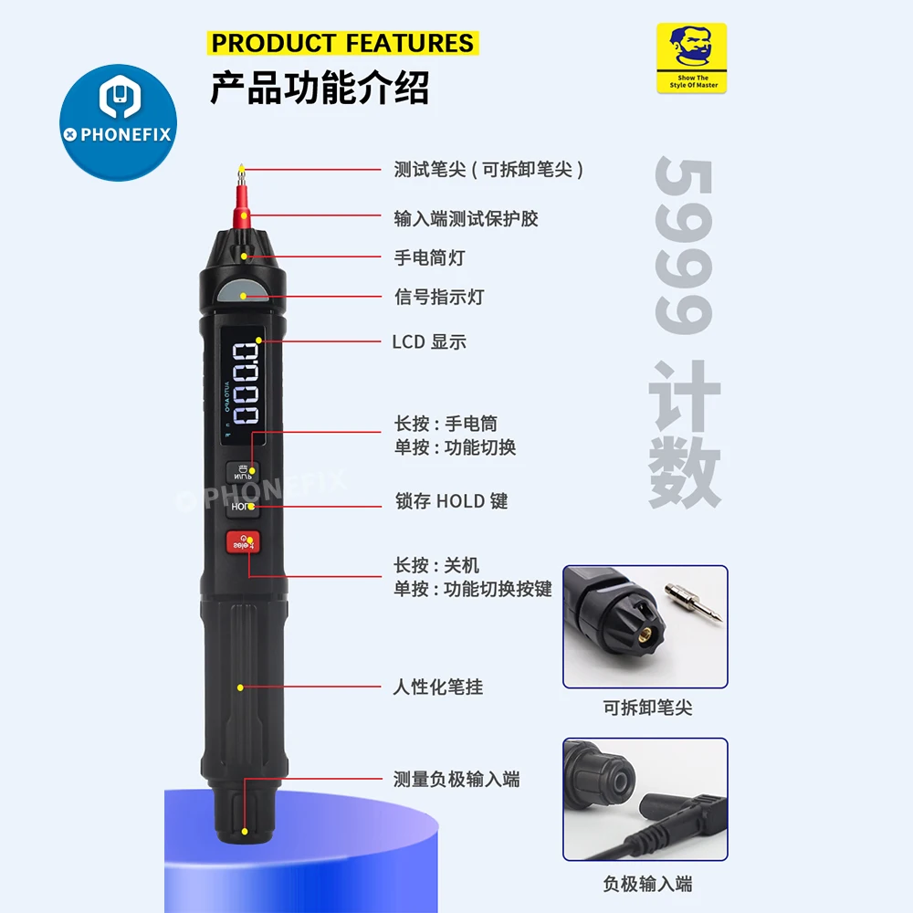 ميكانيكي MD5 القلم نوع رقمي متعدد 5999 التهم المتعدد السيارات المدى التيار المتناوب/تيار مستمر الجهد متر الترانزستور تستر حقيبة أدوات الكهربائ...