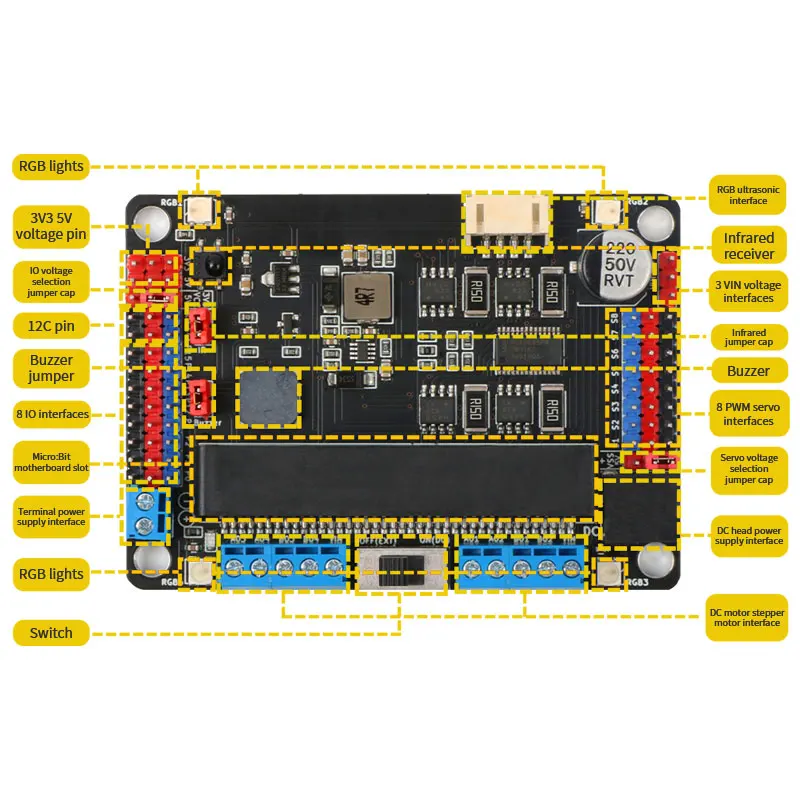 Emakefun for Motor:Bit Multifunctional Motor Drive Expansion Board DC Support 8 servos,Makecode,Scratch3.0,Mixly,Python