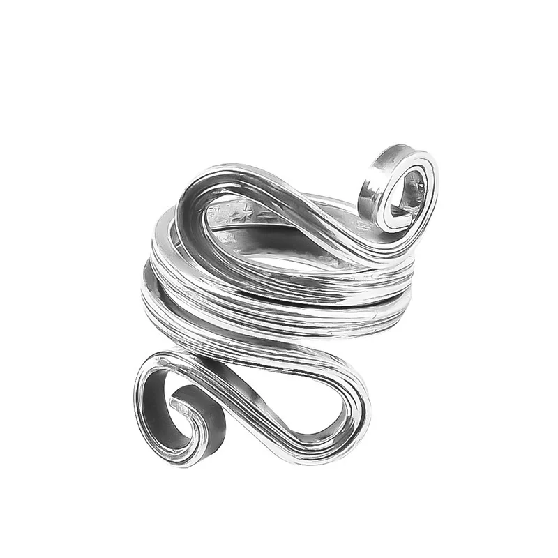 Sliver Color Creative Simple Rhombus Adjustable Rings For Women Vintage Irregular Twist Exaggerated Punk Handmade Party Jewelry