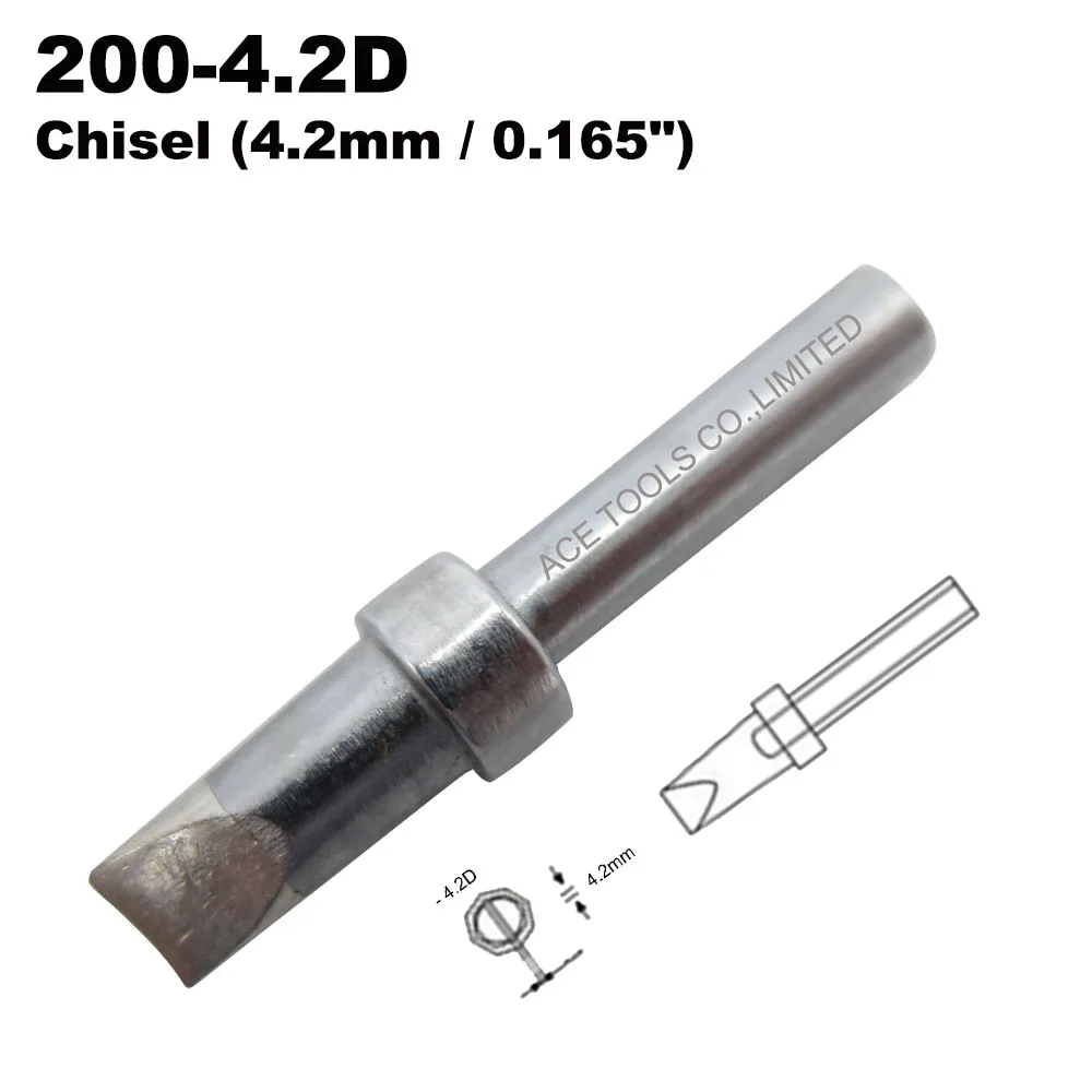 

200-4.2D Chisel 4.2mm Replacement Soldering Tip Fit QUICK 203 203H 204 204H 203D 376(I) 376D(I) 3100 3101 3102 3112 3202 20H-90