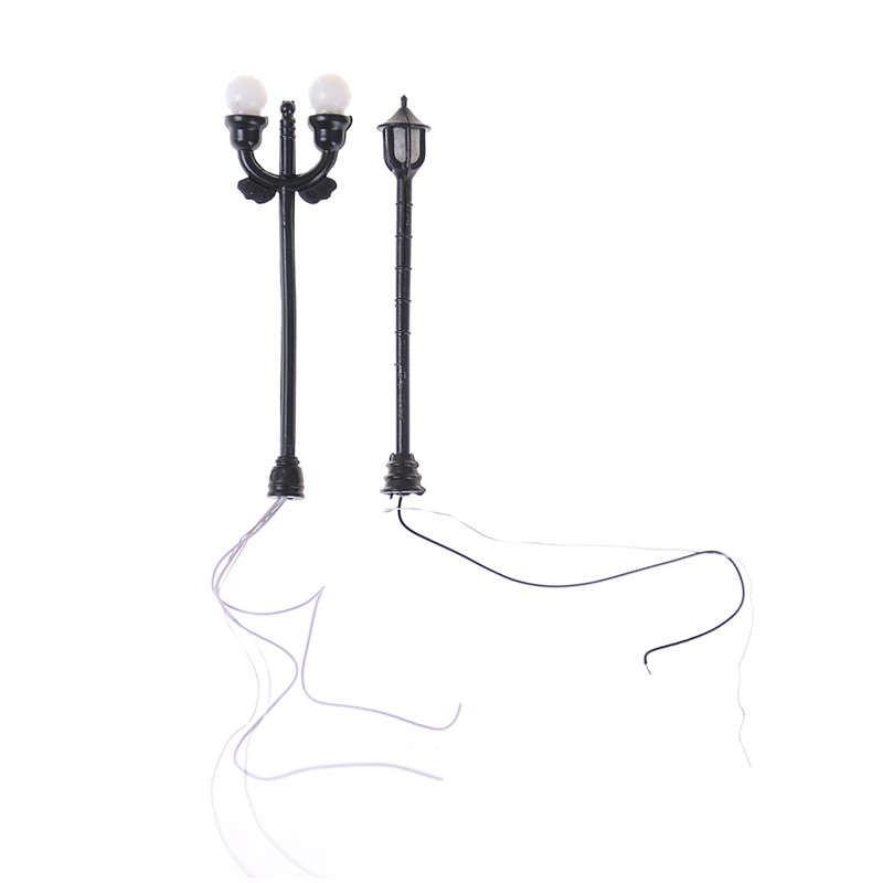 5/10Pcs Model Garden Lamps Black Model Layout Single Head Garden Lights Lamppost Landscape Light Model Lights