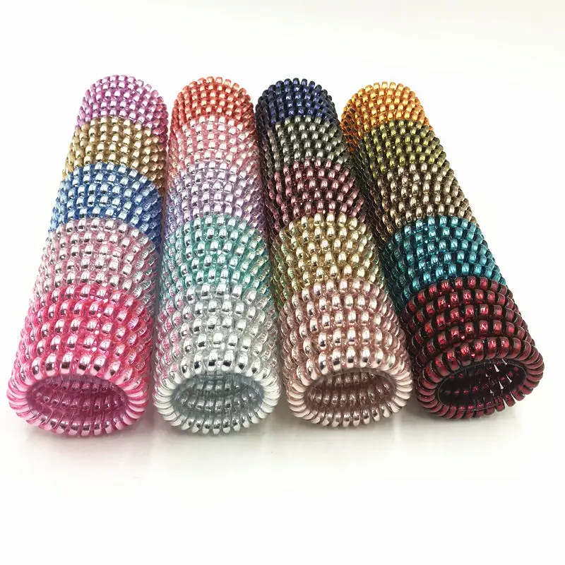 20pcs Metallic Telephone Wire Bands Girls Hair Ties Scrunchy Spring Rubber Band Gum Hair Accessories Hair Rubber Rope