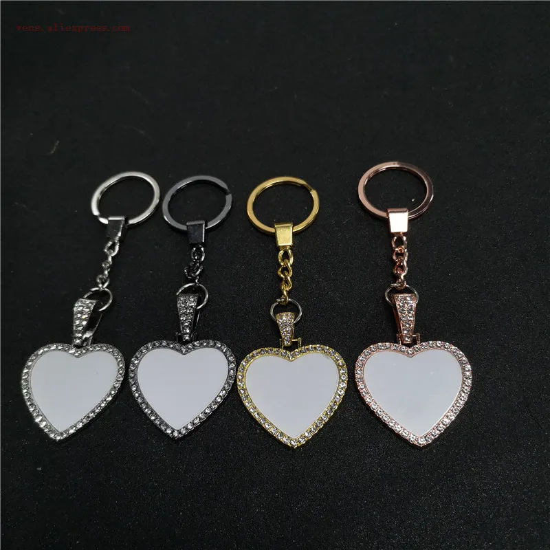 

sublimation blank photo heart keychains ring fashion hot transfer printing jewelry consumables 10pcs/lot