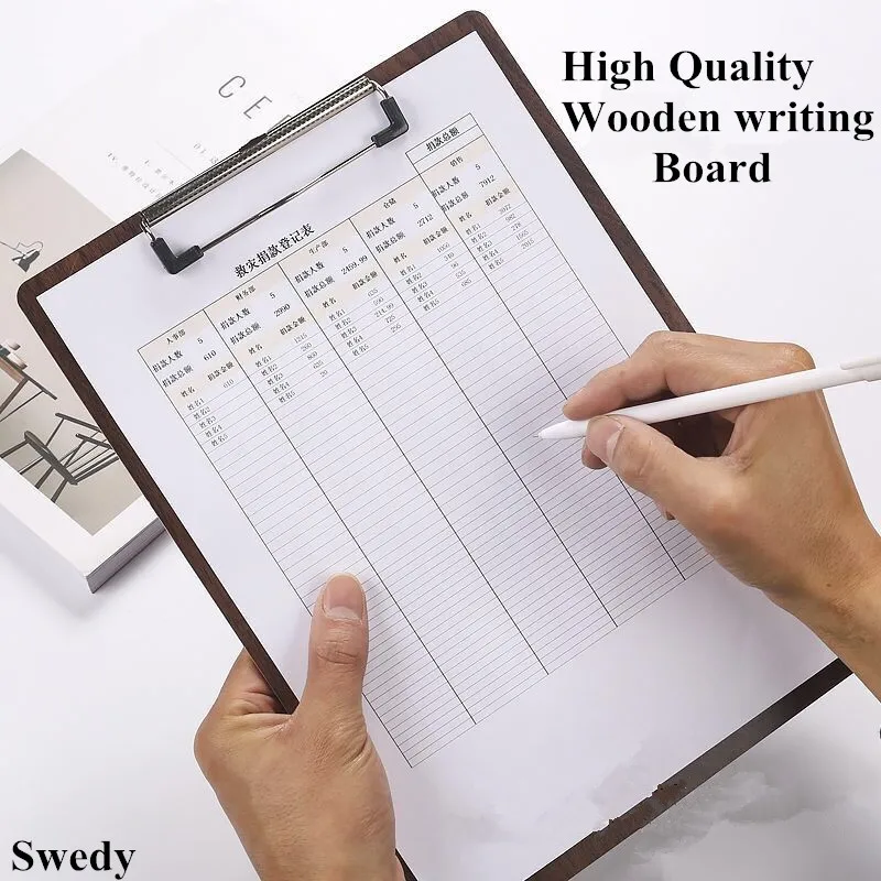 A5 Wooden Paper Clipboard Low Profile Metal Clip File Holder For Nurse Hardboard Writing Board Menu Holder Board