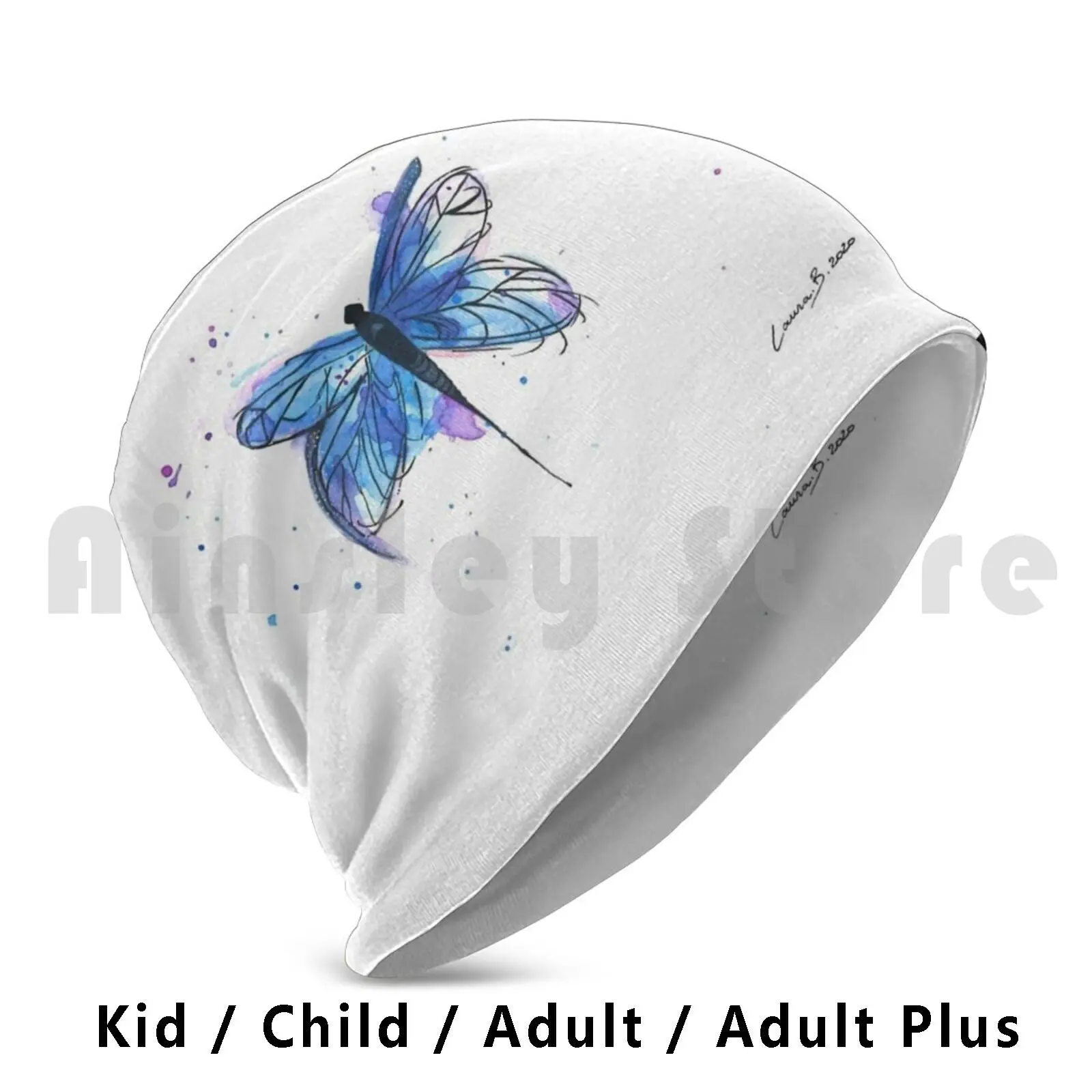 Dragonfly Beanies Knit Hat 668 Beanies Print Colors Watercolor Home House Dragonfly Animal Animals