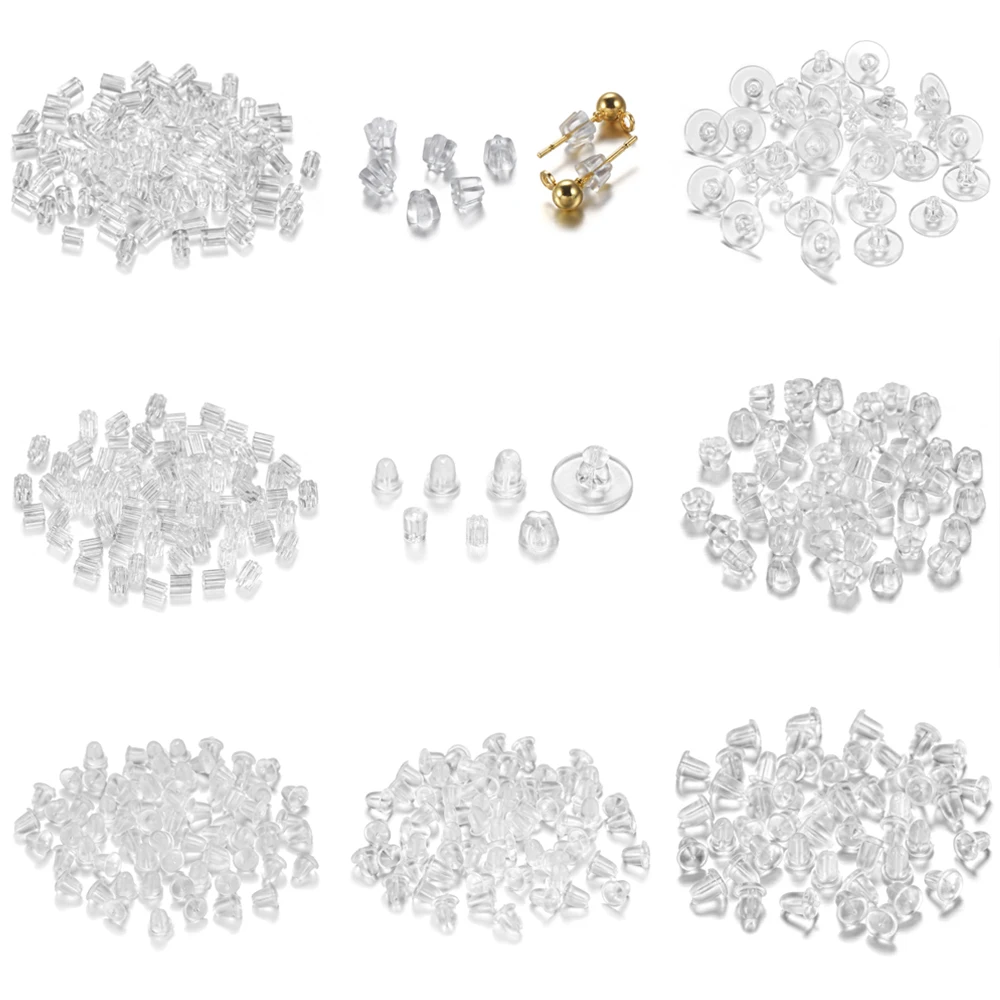 100-200pcs/lot Rubber Earring Back Silicone Round Ear Plug Earrings Back Stopper For DIY Parts Jewelry Findings Making Tools