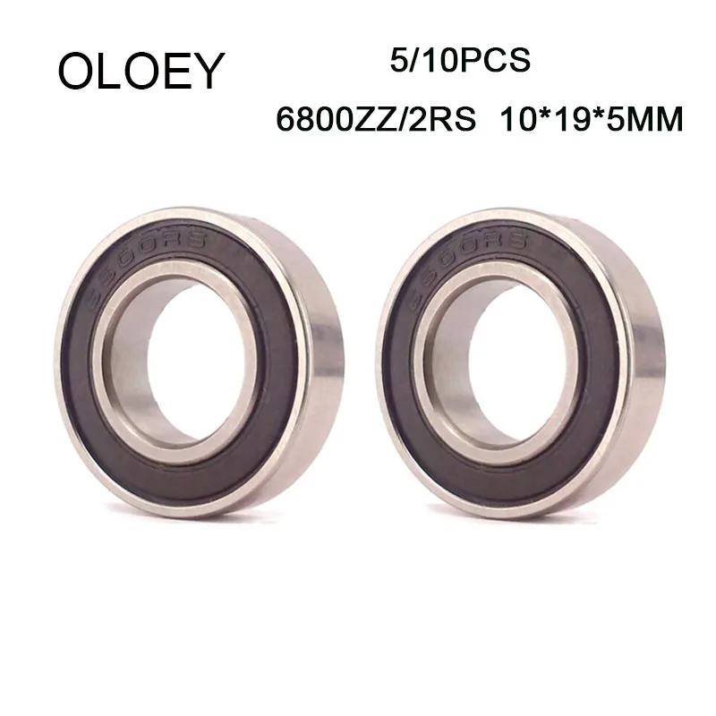 5/10pcs 6800ZZ 2RS 10*19*5mm Iron Cover Sealed Deep Groove Ball Thin-walled  Bearing 10x19x5mm High-quality Bearing Steel