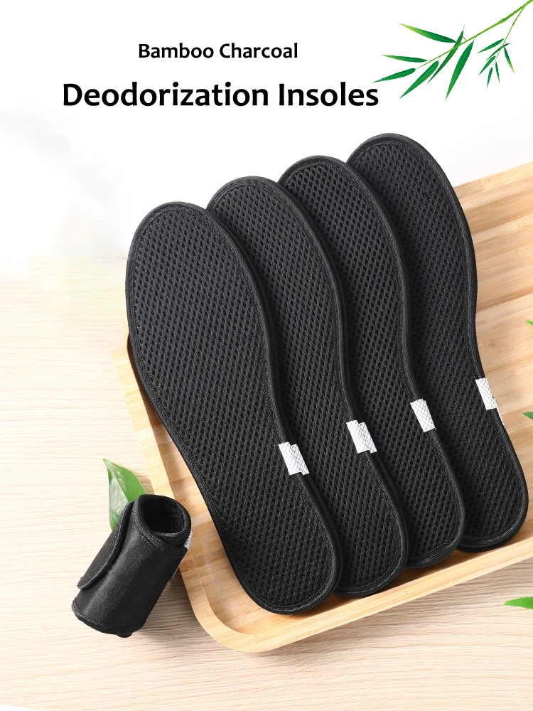 Deodorant Foot Insoles Bamboo Charcoal Insert Light Weight Mesh Breathable Shoe Pad Insert Suction Perspiration Insole