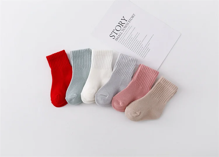 6 Paare/satz Neugeborenen Baby Junge Mädchen Socke Baumwolle Solide Weichen Säuglings Kleinkind Socken für Mädchen Jungen Frühling Herbst Baby Socke 0-12 monat – Detail 7
