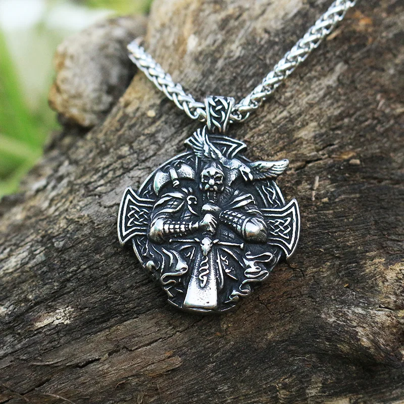 

10pcs stainless steel viking Odin by Helena Rosova necklace pendant Heathen men pendant norse jewelry viking cross raven pendant