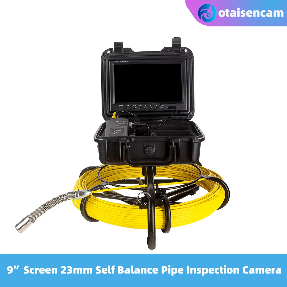 

9 Inch Monitor 23mm Self Balance Camera Sewer Drain Pipe Inspection System DVR Keyboard WIFI Hotspot 5mm Fiberglass Cable