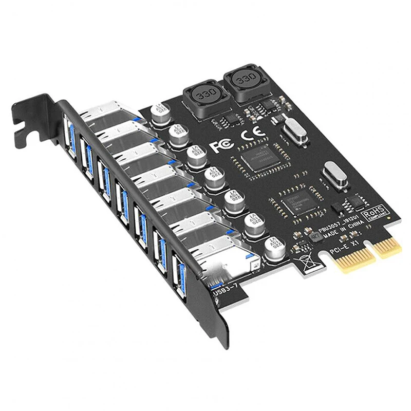 

USB 3.0 PCI-E Riser Card Adapter 7 Ports USB3.0 Hub Expansion Board PCI Express Card For Desktop