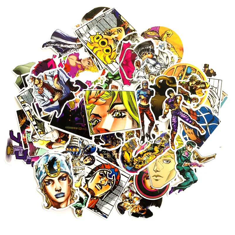 50pcs/set Anime JoJo Bizarre Adventure Stickers Cosplay Accessories Prop PVC Waterproof Cartoon Decal Sticker