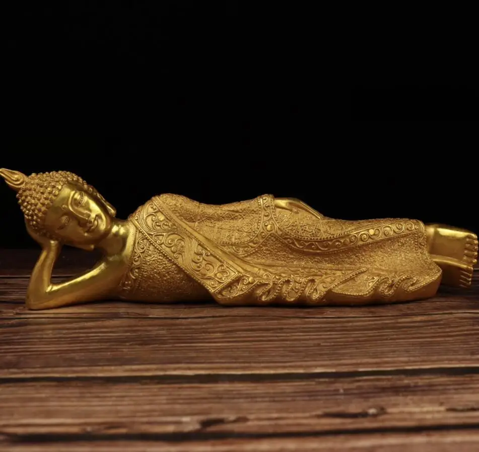 

China brass Sakyamuni sleep Buddha crafts statue