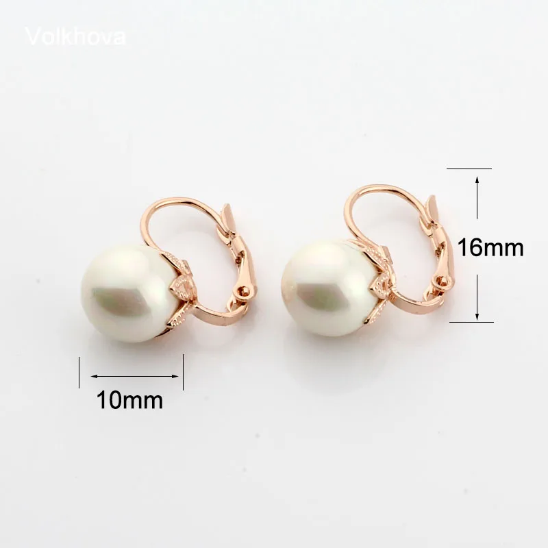 New Fashion Trendy Rose Gold Color 10mm Pearl Earrings For Women Office Style White Simulated Pearl Earrings Jewelry