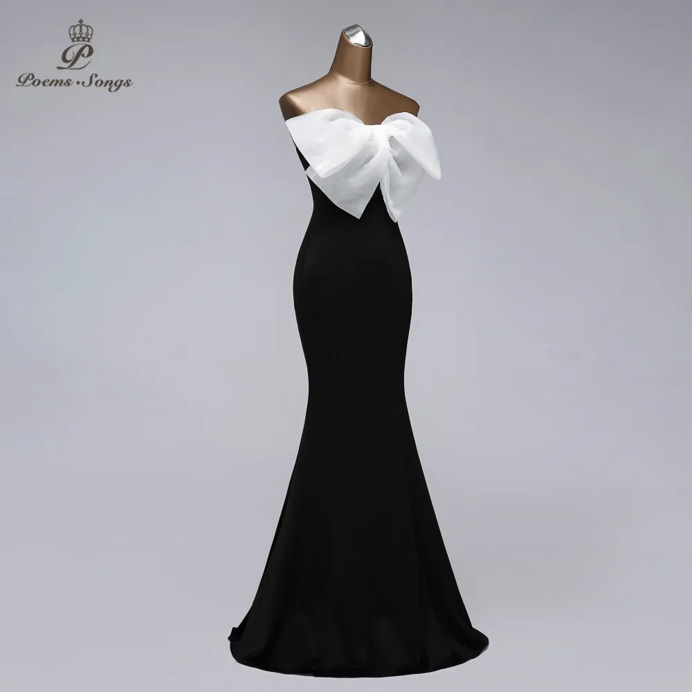 New style evening dresses women elegant bow prom dresses strapless evening gown party dresses robe de soiree