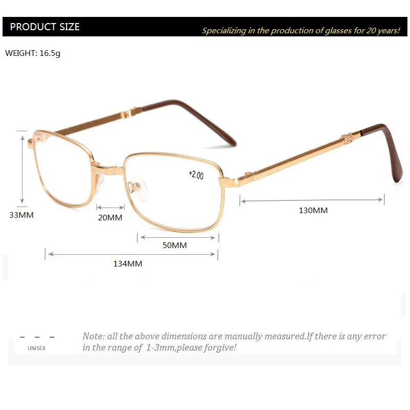 Foldable Reading Glasses Folding Presbyopia Men Women Metal Retro Computer Reading glasses with case 1.0 1.5 2.0 2.5 3.0 3.5 4.0