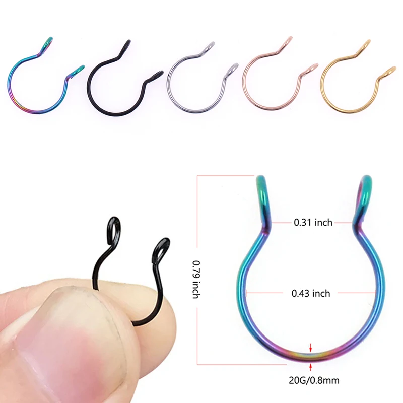 1-5pcs U Shaped Fake Nose Ring Septum Piercing Lip Rings Set Hoop Clip Stud Stainless Steel Horseshoe Body Jewelry for Women 20G