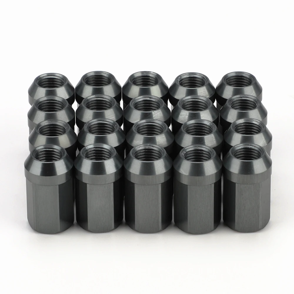 20pcs HEX 17mm M12*1.25 M12*1.5 Lug Nuts Accessories 7075-T6 Aluminum Taper conical seat 32 mm length Wheel Nuts