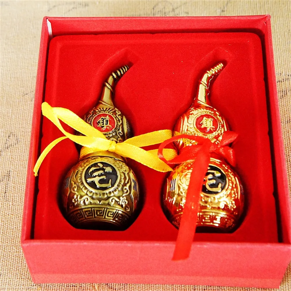 Chinese Knot FengShui Tai Chi Wu Lou Hu Lu Miniaturas Alloy Gourd Amulet Home Decoration Accessories Vintage