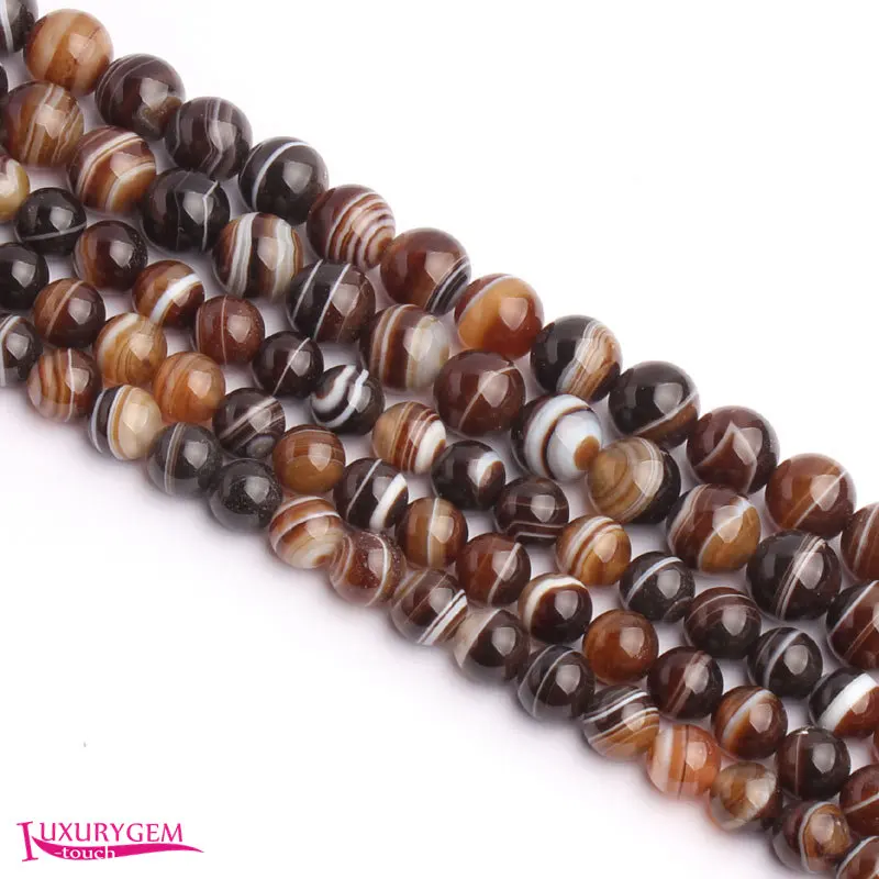 Natural Banded Agates Smooth Round 6,8,10mm Stone Necklace Bracelet Jewelry Loose Beads 15 Inch w4895