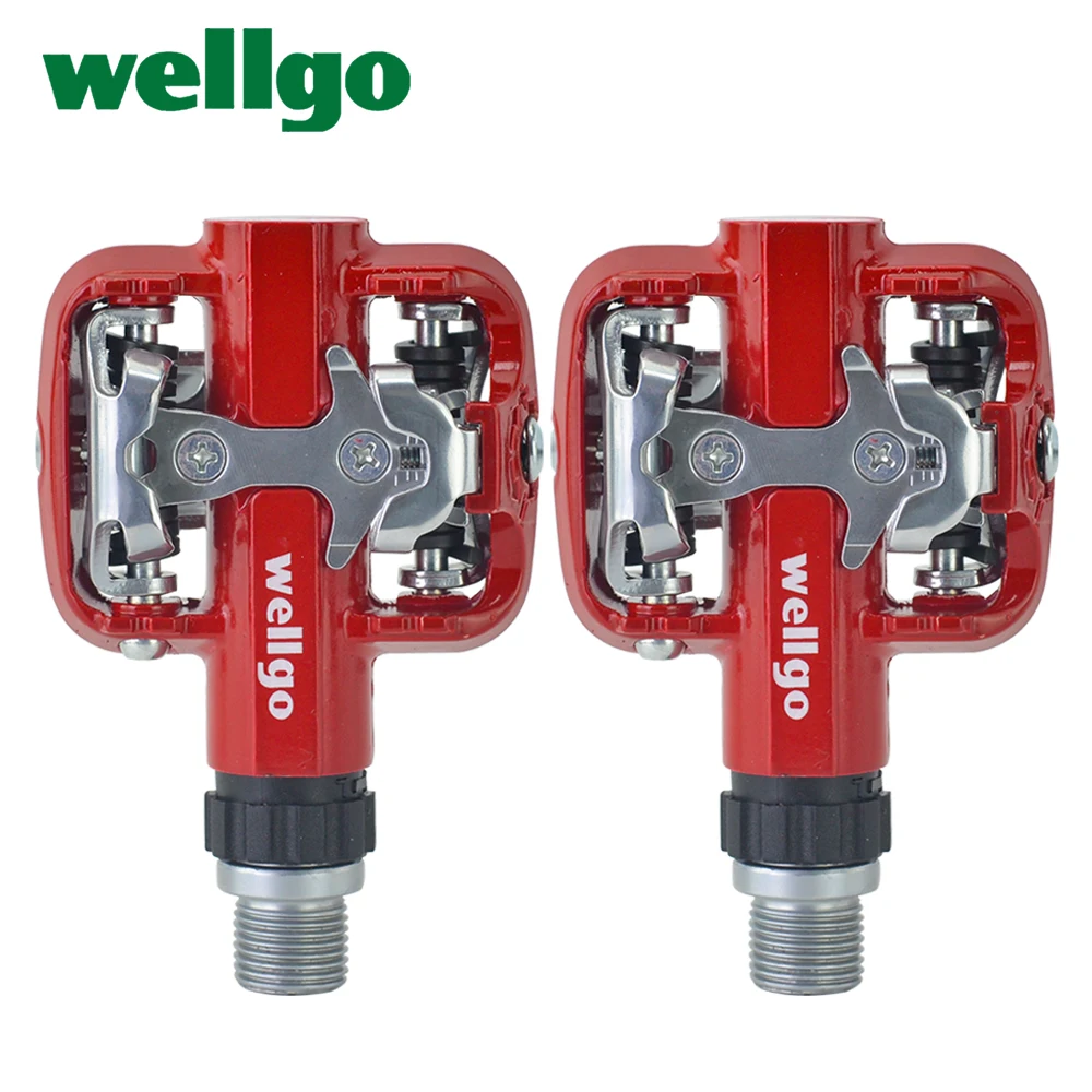 Wellgo Original WM001 Aluminum Body Cr-Mo Spindle 2DU Bearing Bicycle Pedal for MTB Road Bike with 98A Cleat Cycling Parts