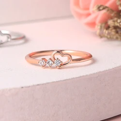 Dainty Ring For Women Jewellry Simple Cute Love Heart CZ Rose Gold Color Wedding Bride Gift Fashion Jewelry Wholesale R210