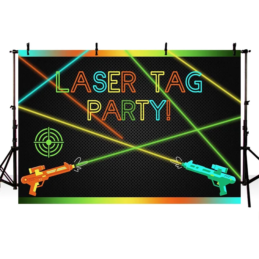 

Mehofoto Laser Tag Themed Backdrop for Photography Laser Gun Boy Birthday Cake Table Decor Background Game Theme Party Backdrop