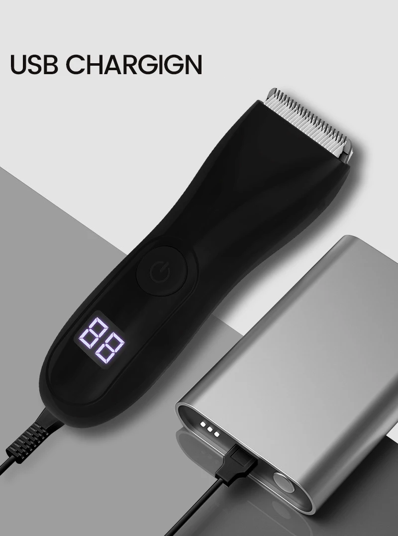 Cortadora de pelo corporal para hombres, afeitadora de bolas a prueba de agua, Afeitadora eléctrica para el púbico, cuchilla de cerámica, afeitadora privada