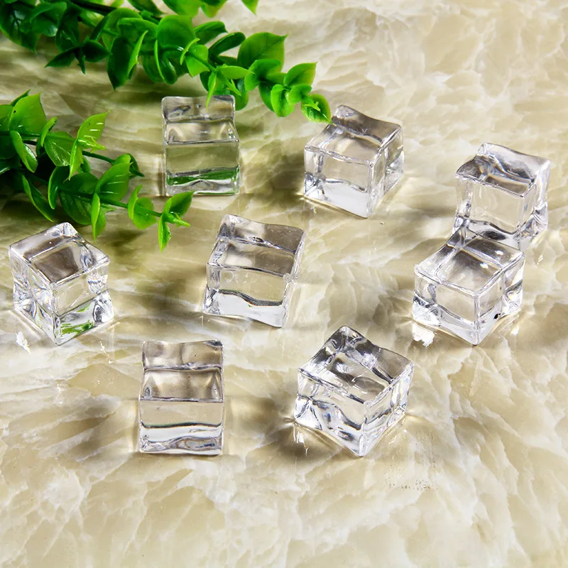 5Pcs/Lot 20MM 3D Geometric Ice Cube Charms Plastic Transparent Square Fashion Jewelry Findings for Earrings Keychain Diy Making