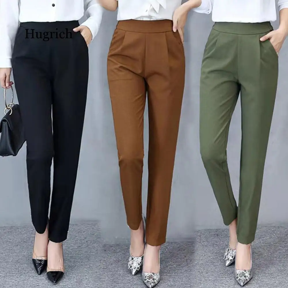 Suit Pants Female Nine Points Summer Korean Version of The New Thin Section Loose Straight Pants Black Smoke Tube Harem Pants