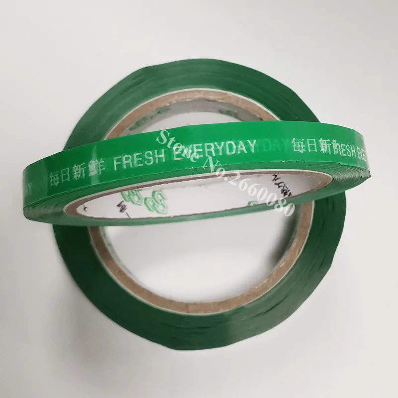 24pcs Bag Seal Sticky Tape Green 80m Length 11mm Width Fresh-keeping Bag Sealing Tapes for Supermarket Vegetable