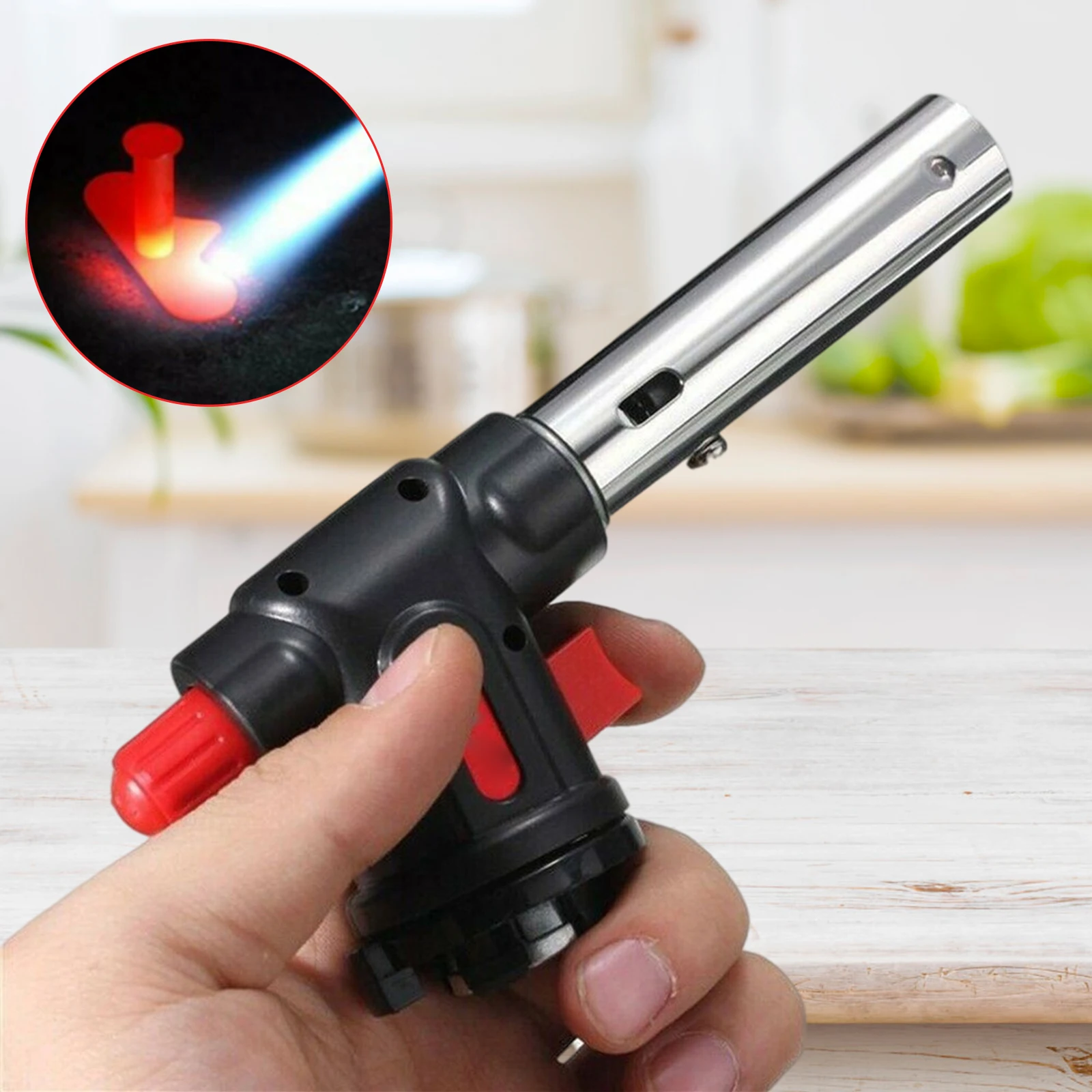 Portable Cooking Tool Flame Gun Welding Gas Torch Lighter Flamethrower for Outdoor Camping Cooking Heating BBQ Soldering Tool