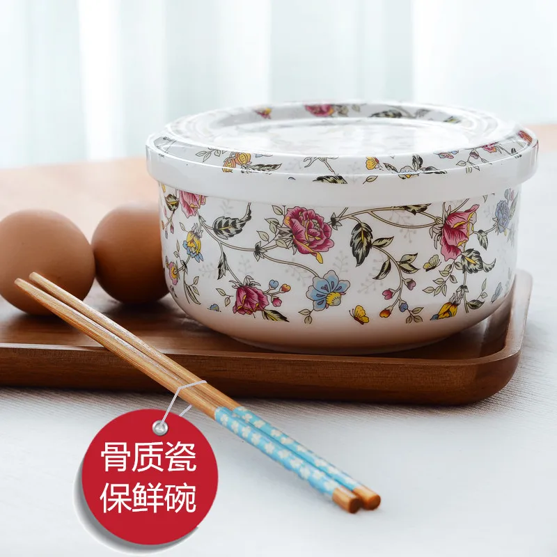 

Ceramic covered instant noodles bowl steamed egg instant noodles bowl Bone China Household fresh keeping soup bowl noodles bowl