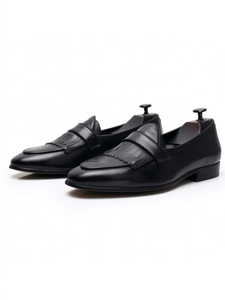 Spring Men Office Work Formal Shoes Slip On Loafers White Moccasin Gommino Wedding Vintage Tassels Genuine Leather Dress Shoes